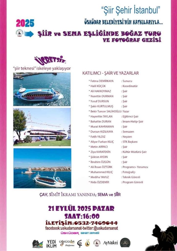 Şiir İstanbul Tekne Turu 21 Eylül 2025